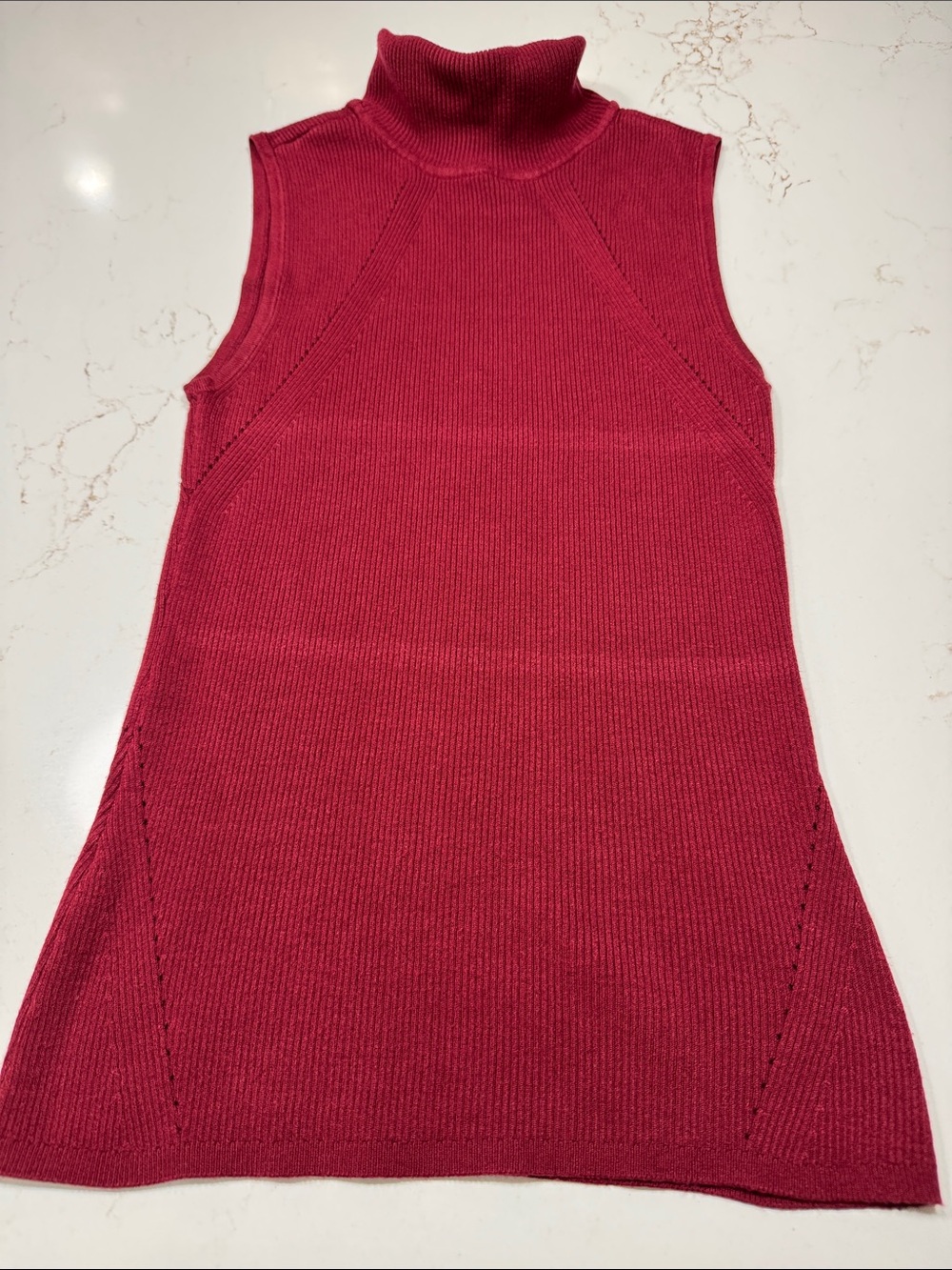 WHBM Sleeveless Turtleneck Knit Top - Dark Red Size M